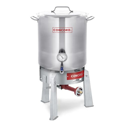 CONCORD Stainless Steel 40 QT Home Brew Kettle Stock Pot + CONCORD Titan Burner, 50,000 BTU Single Propane Stove