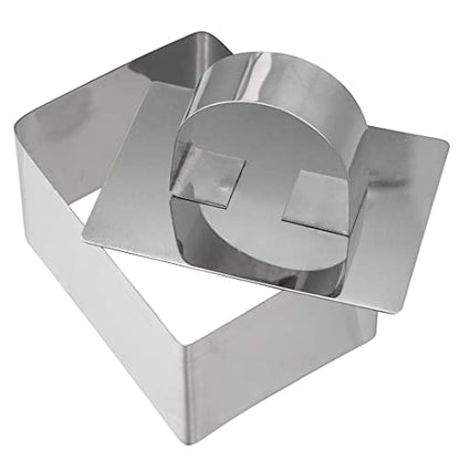 Restaurantware Pastry Tek Rectangle Stainless Steel Pastry Ring Mold - with Press - 3" x 2 1/4" x 1 1/2" - 1 count box - style: Rectangle
