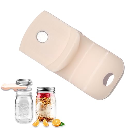 Mason Jar Opener and Canning Tool, Compatible with Mason Jar Lids, Releases Vacuum Seal on Wide Mouth and Regular Mouth, Magnetic Lid Lifter for Canning, Pickling - color: Beige