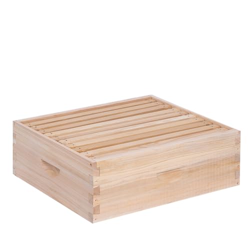 10 Frame Medium Super Beehive Box,Langstoth Super Honey Bee Hive Box, Include Beehive Frames and Waxed Foundations - size: 10 Frame