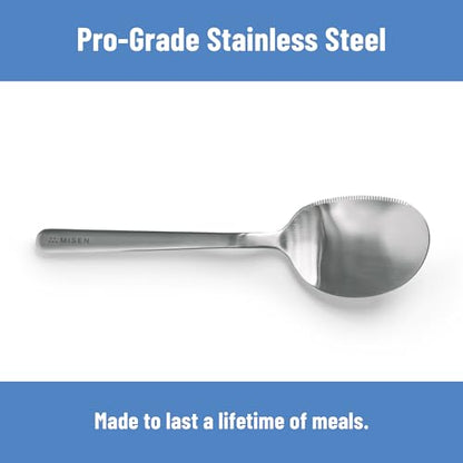Misen Serrated Chef Spoon – Stainless Steel Multipurpose Cooking Spoon with Cutting Edge for Slicing Avocados Scooping Casseroles Breaking Ground Meat and Serving at the Table - style: Serrated Spoon