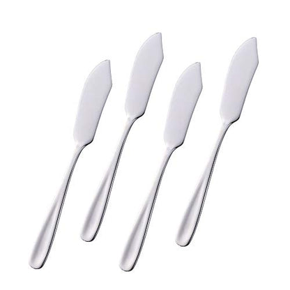 Stainless Steel 18/10 Cheese Desert Knives, Set of 4, Baikai Breakfast Butter Knife, Slicer Sandwich Spreader (Silver) - color: Silver