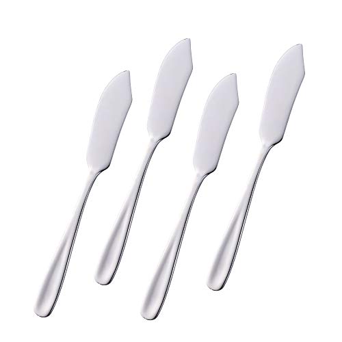 Stainless Steel 18/10 Cheese Desert Knives, Set of 4, Baikai Breakfast Butter Knife, Slicer Sandwich Spreader (Silver) - color: Silver