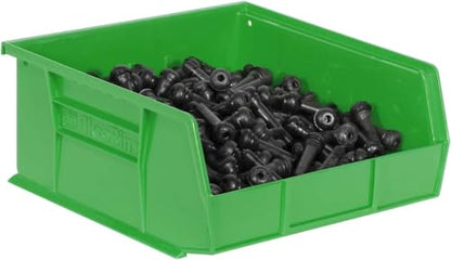 Akro-Mils 30235 AkroBins Plastic Storage Bins, Space-Saving Stackable Bins for Garage, Pantry, Craft Organization, 11" x 11" x 5", Green, 6-Pack - color: Green