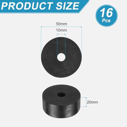 uxcell 16 Pcs Rubber Spacers 50mm OD x 10mm ID x 20mm Height Round Anti Vibration Spacer Rubber Bushing Grommets - size: 50mm OD x 10mm ID x 20mm Height