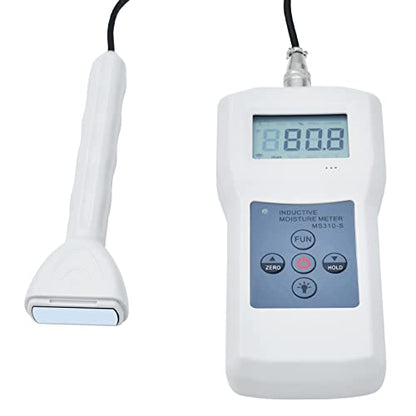 Inductive Moisture Meter High Precision Pinless Moisture Analyzer with 0~90% Measurement Range Non-Destructive Moisture Meter for Bee Pollen Wool Leather Wood Paper and More (Model MS310-S)