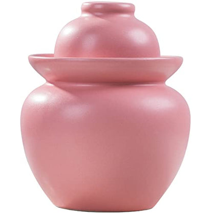 Fermenting Jars Water Seal Household Multi-capacity Options Pickle Jar, Double Lid Water Seal Kimchi Jar, Chinese Style Thickened Ceramics Grain Storage Barrel (Color : Pink, Size : 1.5kg) - size: 1.5kg