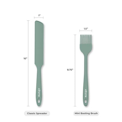 Elihome Mini Silicone Basting Pastry Brush, Cooking Brush for Oil Sauce Butter Marinades, Food Brushes for BBQ Grill Kitchen Baking, Baster Brushes Baste Pastries Cakes Meat Desserts, Food Grade, Sage - color: Sage Green