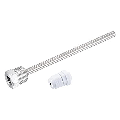 uxcell 8mm Dia G1/2 Thermowell Weldless Stainless Steel 304 with Cable Gland 150mm Length for Beer Fermenter, White - color: White, size: G1/2 x 150mm