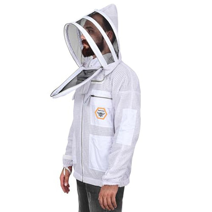 Beekeeping Jacket with Veil 3-Layer Ultra Ventilated Veil Fencing YKK Zippers Full Protection Suit Carrying Bag (BP-301-White)-XL - color: White Fencing Veil, size: X-Large