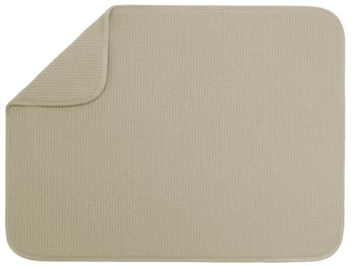 S&T INC. Dish Drying Mat XL, 18” x 24”, Absorbent Microfiber Kitchen Counter Mat, Dish Drying Pad for Dishes, Utensils, Pots and Pans, Extra Large, Pure Cashmere - size: 18" x 24"