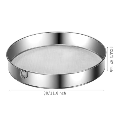 Flour Sifter Stainless Steel Fine Mesh Strainers 11.8 Inch 60 Mesh Round Flour Sieve for Baking Cake Bread