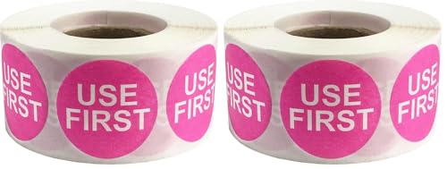 Dissolvable Use First Labels for Food Rotation Shelf Life Prep 1 Inch Round Circle Dots 500 Adhesive Stickers (Pack of 2) - size: 1" Circle (Pack of 2)