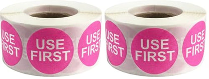 Dissolvable Use First Labels for Food Rotation Shelf Life Prep 1 Inch Round Circle Dots 500 Adhesive Stickers (Pack of 2) - size: 1" Circle (Pack of 2)