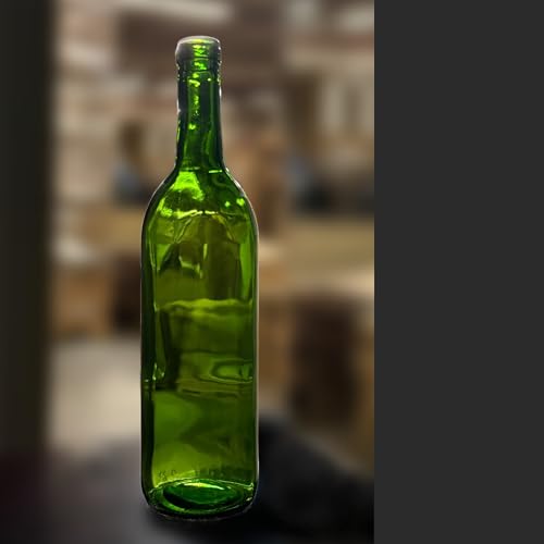 North Mountain Supply 750ml Glass Bordeaux Wine Bottle Flat-Bottomed Cork Finish - 48 Bottles (4 Cases of 12) - Champagne Green