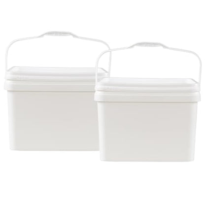 Pack of 4 Paint Bucket with Airtight Lid, 5 Gallon White Plastic Paint Can Tub 20L Rectangle Pail with Handle, Food Grade Bucket Pail