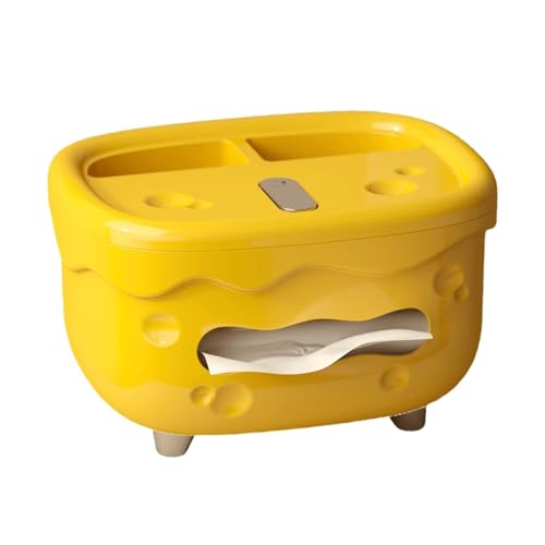 Home Decor Creative Tissue Box Cover with Storage Compartments Refined Cheese Tissue Box(Yellow) - color: Yellow