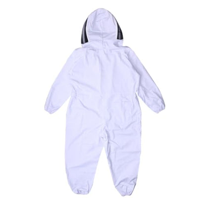 POPETPOP XXL Full Body Beekeeping Suit Veil Professional White Elastic Cuffs Ankles