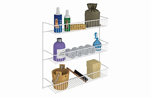ClosetMaid 3-Tier Hanging Wall Mounted Metal Rack for Spices, Shelf Storage, Pantry Organization, Laundry, Kitchen, Bathroom, White, 8022 (Pack of 2) - size: 18-Inch Wide (Pack of 2), style: 3-Tier