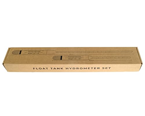 Hydrometers for Float Tanks – Measure Specific Gravity of Epsom Salt Solution Floatation Therapy MgSO4 – Dual Kit – Broad & Precision Range (1.15-1.35 & 1.24-1.30) Sensory Deprivation Rest
