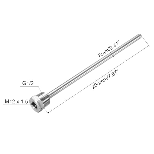 uxcell 8mm Dia G1/2 Thermowell Weldless Stainless Steel 304 with Cable Gland 200mm Length for Beer Fermenter, Black - color: Black, size: G1/2 x 200mm
