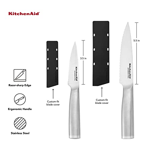 KitchenAid Gourmet Utility and Paring Knife Set Set with Blade Covers, 2-Piece, Stainless Steel - style: Utility and Paring Knife Set Set