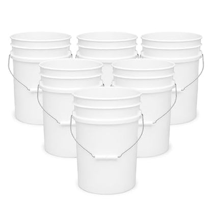 ePackageSupply 5 Gallon Bucket - Food Grade Bucket, Metal Handle Grip, BPA-Free, Heavy-Duty 90 Mil HDPE Plastic Pail, Stackable Utility Container, Made in USA, Lid Not Included, Translucent, 6 Packs - color: Translucent, size: 6 Packs