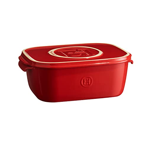Emile Henry, Burgundy Cheese Storage Box/Serving Platter, 12 x 8 x 4.4in - color: Burgundy