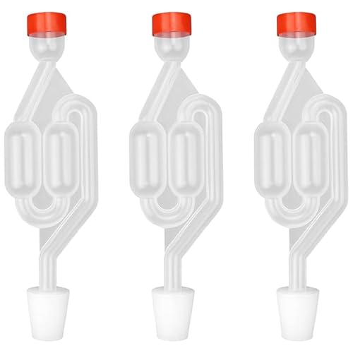 Air Lock for Fermenting, 3Pcs Airlocks for Fermenting, S-Shaped Bubble Airlock Set with Rubber Stoppers, Used for Brewing Wine, Beer, Sauerkraut, Pickles