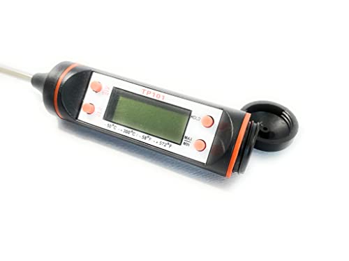 2-in-1 Digital Kitchen Thermometer, Waterproof for Meat Soup Tea, Switchable Backlight for BBQ & Home Brewing (Single)
