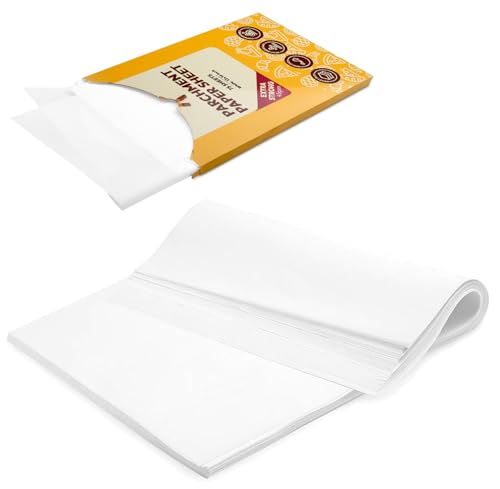 Katbite 75Pcs White Parchment Paper Sheets 12x16IN, Pre-Cut Heavy Duty Parchment Baking Paper, Non-Stick Half Sheet White Baking Parchment Paper for Air Fryer, Baking Cookie Pans [Extra Strong Series] - size: 12"x16"-75
