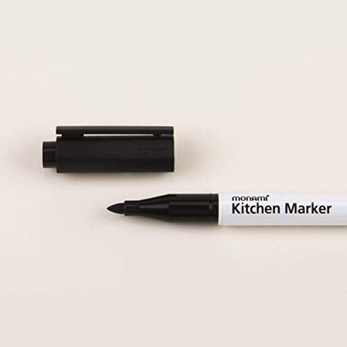 MONAMI Kitchen Marker 420, Fine Tip (1.2mm), Permanent Marker for Plastic Freezer Bags, Food Storage Containers, Ziploc, Erasable with Dish Detergent, Black, 1pc