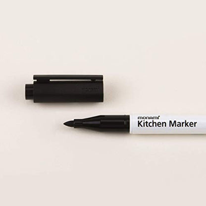 MONAMI Kitchen Marker 420, Fine Tip (1.2mm), Permanent Marker for Plastic Freezer Bags, Food Storage Containers, Ziploc, Erasable with Dish Detergent, Black, 1pc