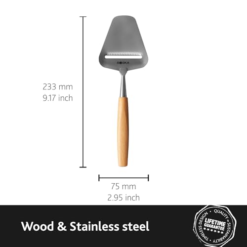 Boska Cheese Slicer Amigo - Slicer for Mature and Aged Cheese - Ergonomic Handle - Stainless Steel - Beech Wood - Non-stick Thanks to BSF Treatment - Also for Slicing Vegetables - style: Wood