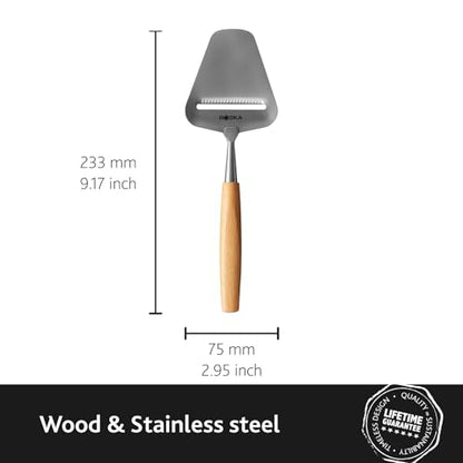 Boska Cheese Slicer Amigo - Slicer for Mature and Aged Cheese - Ergonomic Handle - Stainless Steel - Beech Wood - Non-stick Thanks to BSF Treatment - Also for Slicing Vegetables - style: Wood