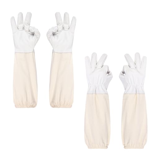 2 Pairs Beekeeping Gloves - Thickened Goatskin Bee Gloves for Men Women - Beekeeping Supplies - size: X-Large