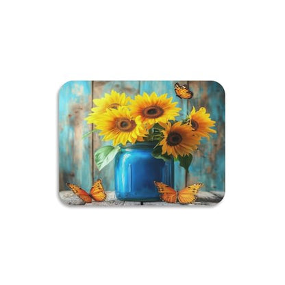 Butterfly Sunflowers Jar Dish Drying Mat for Kitchen Counter Highly Absorbent Coffee Bar Mat Heat Resistant Dish Rack Pad for Sink Utensils Draining Racks 19.7" x 15.7" - size: 19.7x15.7inch