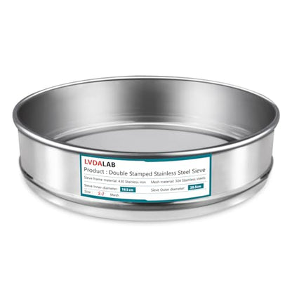 304 Stainless Steel Mesh Lab Sieve, 80 Mesh (0.2mm) Aperture Test Sieve, 7.9Inch(20cm) Diameter Economy Standard Analysis Sample Test Sieves for Industrial Laboratory Homes - size: 80Mesh(0.2mm)/Ф7.9in