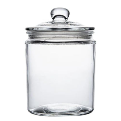Restaurantware Vetri 0.5 Gallon Glass Storage Jar 1 Dishwashable Glass Cookie Jar - Airtight Seal Wide Opening Clear Glass Candy Jar Knob Handle Lid For Kitchen Laundry Or Storage - size: 0.5 gal