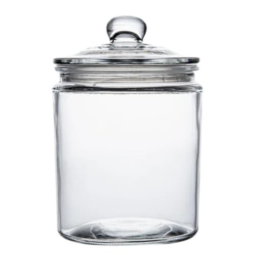 Restaurantware Vetri 0.5 Gallon Glass Storage Jar 1 Dishwashable Glass Cookie Jar - Airtight Seal Wide Opening Clear Glass Candy Jar Knob Handle Lid For Kitchen Laundry Or Storage - size: 0.5 gal