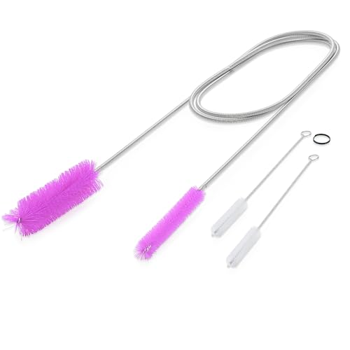 72" Flexible Drain Auger Clog Remover - Plumbing Snake Purple | Heavy duty cleaning brush for bathroom sink, bathtub, shower, kitchen sink drains, bottles, elastic hose pipe cleaner - color: Purple