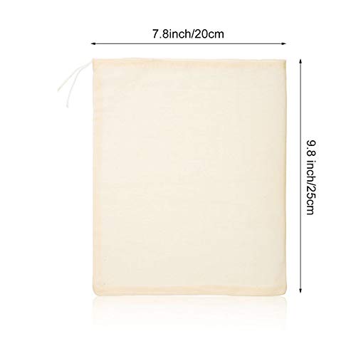 Boao 24 Pcs Spice Cooking Cheesecloth Bags for Straining Reusable Empty Tea Drawstring Soup Muslin Bags(7.8 x 9.8 Inch) - size: 7.8 x 9.8 Inch