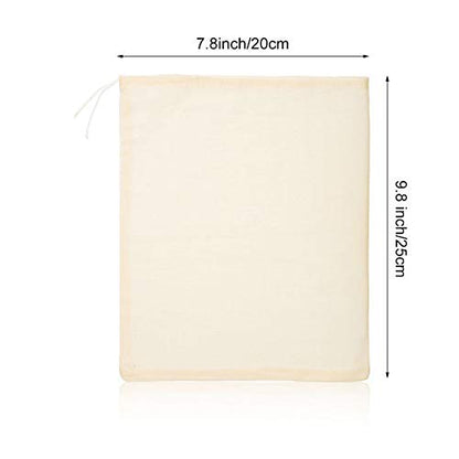 Boao 24 Pcs Spice Cooking Cheesecloth Bags for Straining Reusable Empty Tea Drawstring Soup Muslin Bags(7.8 x 9.8 Inch) - size: 7.8 x 9.8 Inch