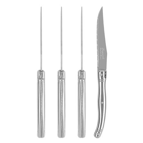 French Home Laguiole Connoisseur 4-Piece Stainless-Steel Steak Knife Set - color: Silver/Stainless-Steel