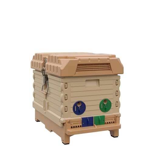 Apimaye Insulated 7 Frame Langstroth Nucleus Assembled Bee Hive Set (Tan Hive wih No Frames) - style: Tan Hive wih No Frames
