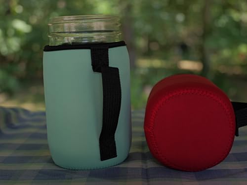 Mason jar Sleeves for Wide and regular mouth 32oz Quart jars 4 pack. Red, Black, Blue, Teal.