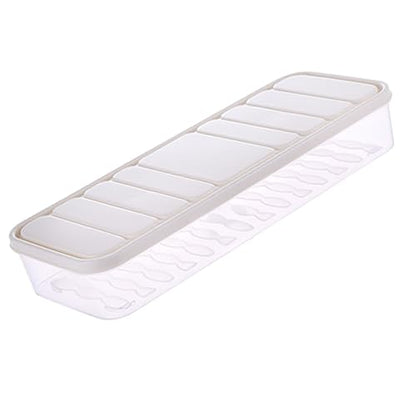 Plastic Airtight Dumpling Storage Box with Lid - Multiuse Cookie & Kimchi Container for Freezer/Refrigerator, Space-Saving White Rectangular Design