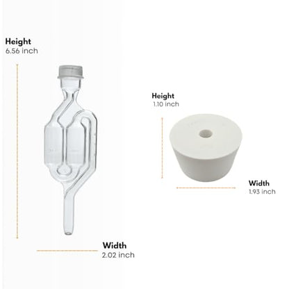 FastRack 1 Gallon (PET) Wide Mouth Fermonster Carboy with Airtight Lid | Includes #10 Drilled Stopper & Twin Bubble Airlock | Clear Plastic Fermenter for Wine, Beer & Mead