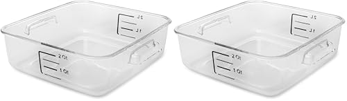 Rubbermaid Commercial Products Plastic Space Saving Square Food Storage Container For Kitchen/Sous Vide/Food Prep, 2 Quart, Clear (Fg630200Clr) (Pack of 2) - size: 2 Qt. (Pack of 2)