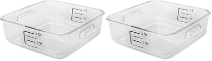 Rubbermaid Commercial Products Plastic Space Saving Square Food Storage Container For Kitchen/Sous Vide/Food Prep, 2 Quart, Clear (Fg630200Clr) (Pack of 2) - size: 2 Qt. (Pack of 2)